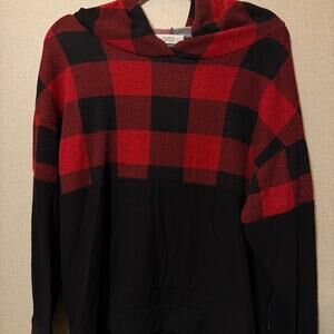 red and black sweatshirt